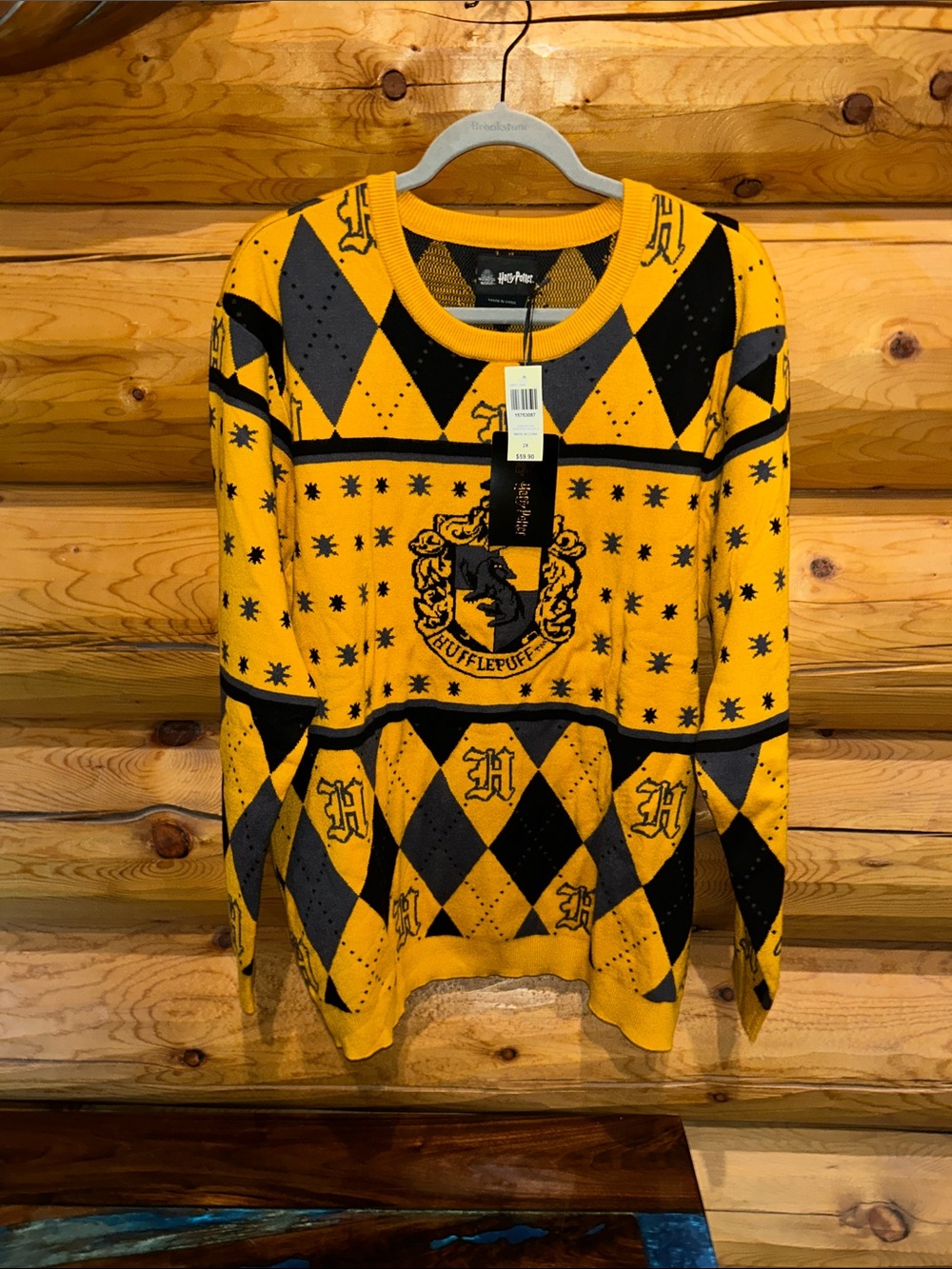 Harry Potter NWT Hufflepuff Holiday Sweater Size 2X in Mustard Yellow